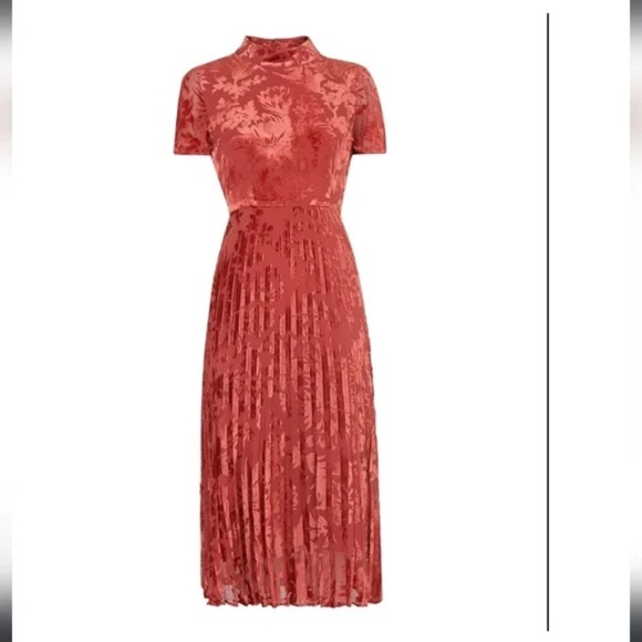 Harlow Pleated Devore Dress Size 4 By Whistles - Picture 3 of 12